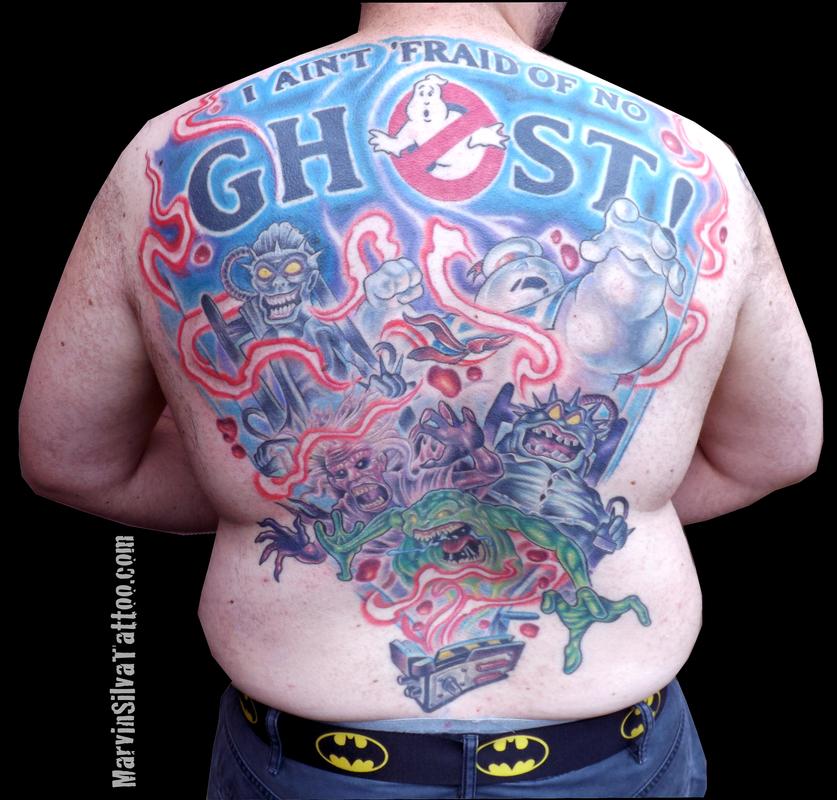 Ghostbusters Back Piece Tattoo by Marvin Silva : Tattoos